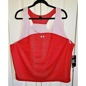 Under Armour Heat Gear Women's XXL Red Tank Top Racer‎ Back Loose Fit 2X NWT